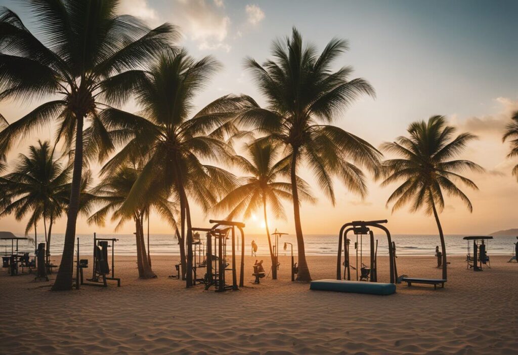 Exercícios físicos são ótimo para serem feitos na praia.